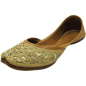 Ladies Cream Zari Work Punjabi Jutti Ethnic Mojari Handmade Designer Khussa Shoes