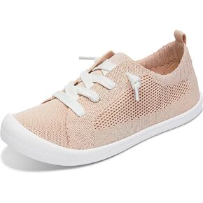 ALTOCIS Women's Knit Slip On Sneakers Ladies Elastic Low Top Flats Lightweight Breathe Mesh Fashion Sneakers Cute Flying Woven Loafers