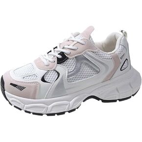 Women's Mesh Breathable Running Tennis Shoes Platform Fashion Casual Sneakers Daddy Shoes Non Slip Gym Workout Walking Shoes for Girls