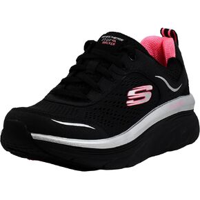 Skechers Women's D'lux Walker - Infinite Motion Shoes, Black/Hot Pink, 10 M