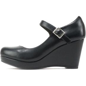 Soda Merry ~ Womens Mary Jane Strap Comfortable Platform Wedge Pump Heel Shoes (Wide Fit Available)