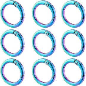 SUNNYCLUE 1 Box 12Pcs Round Carabiner Clips Trigger Spring O Rings Purse Ring Clip Metal Spring O Ring Split Rings Spring Gate Rings Clasps for Key Chains Keyrings Purses Bags Handbag DIY Crafts
