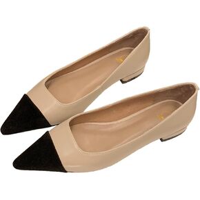 Women Casual Cap Toe Flats Slip on Pointed toe Ballet Flats Two Tone 0.5" Low Flat Heel Pumps Comfort Colorblock Basic Flat Dress Shoes Work Chic Driver Flats Fall 4-11 M US