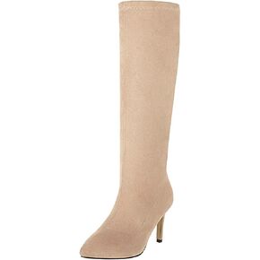 Women's Stiletto Knee High Boots Pointed Toe High Heel Faux Suede Leather Side Zipper Boots