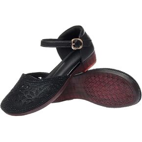 Women'S Closed Round Wide Toe Low Heel Sandals Breathable Hollow Adjustable Buckle Backless Softsole Causal Loafers Outdoor Comfy Non-Slip Mom Walking Driving Shoes