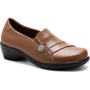 Women's Chunky Loafer Comfort Leather Zip Slip On Dress Shoes for Office Business