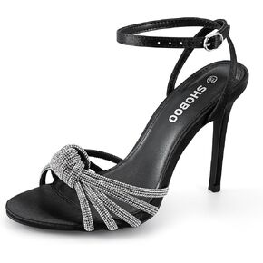Women's Ankle Strap High Heels Open Toe Stiletto Bow Tie Knot Heeled Sandals Wedding Dress Pump Shoes