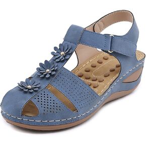 Ruiatoo Wedge Sandals for Women Closed Toe Comfortable with Massage Function Outdoor Platform Sandals