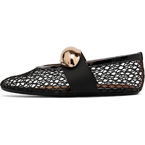 Women's Metal Buckle Ballet Flats Sparkly Crystals Ballerina Shoes Buckled Straps Mesh Mary Jane Flat Casual Low Heels