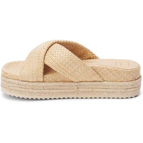 BEACH by Matisse Womens Hali Espadrille Platform Slide Athletic Sandals Casual Mid Heel 2-3" - Beige