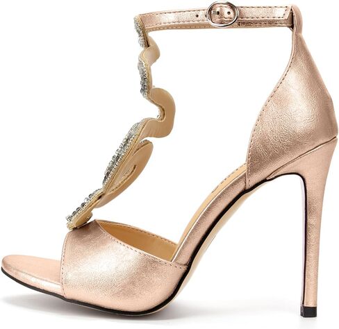 100FIXEO Women's Elegant Gold Rhinestone Snake T-Strap Open Toe High Heels Stiletto Heeled Sandals Peep Toe Sexy Party Shoes in Saudi Arabia