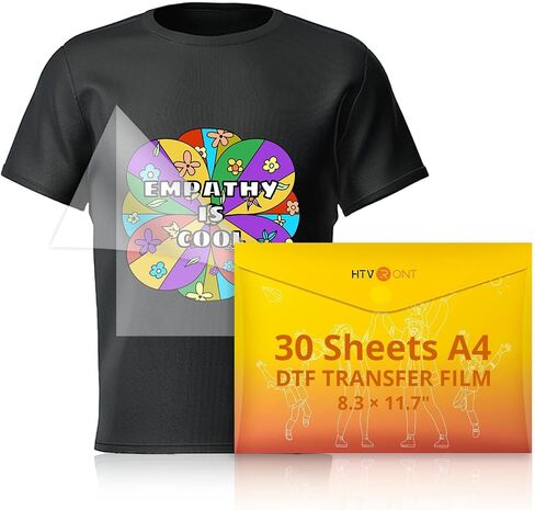 فيلم نقل HTVRONT DTF للتسامي - 30 ورقة من ورق A4 (8.3×11.7 بوصة) DTF للطابعات النافثة للحبر، ورق نقل مباشر للفيلم للقمصان القطنية، سهل الاستخدام، ألوان زاهية، سهل التحديد in Saudi Arabia