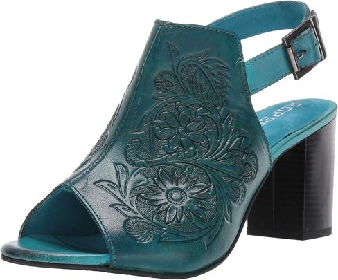 ROPER Womens Mika Floral Embossed Open Toe Shootie Pumps Dress Casual Casual High Heel 3" & Up - Brown in Saudi Arabia