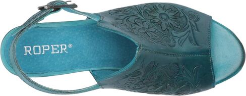 ROPER Womens Mika Floral Embossed Open Toe Shootie Pumps Dress Casual Casual High Heel 3" & Up - Brown in Saudi Arabia