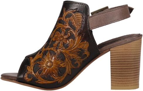 ROPER Womens Mika Floral Embossed Block Casual Sandals Casual Mid Heel 2-3" in Kuwait