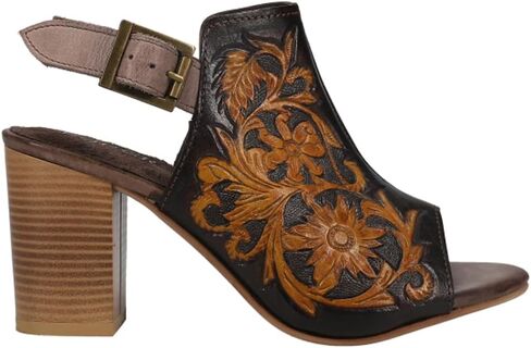 ROPER Womens Mika Floral Embossed Block Casual Sandals Casual Mid Heel 2-3" in Kuwait