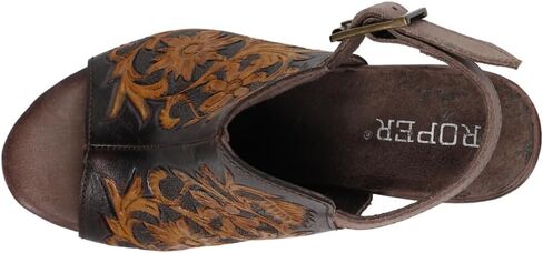 ROPER Womens Mika Floral Embossed Block Casual Sandals Casual Mid Heel 2-3" in Kuwait