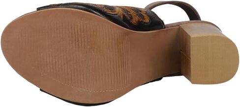 ROPER Womens Mika Floral Embossed Block Casual Sandals Casual Mid Heel 2-3" in Kuwait