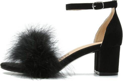 حذاء نسائي من Omthanka مفتوح عند الأصابع وكعب ريش وشريط للكاحل وكعب منخفض وكعب مكتنز صنادل للحفلات والحفلات بكعب غليظ in Kuwait