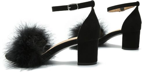 حذاء نسائي من Omthanka مفتوح عند الأصابع وكعب ريش وشريط للكاحل وكعب منخفض وكعب مكتنز صنادل للحفلات والحفلات بكعب غليظ in Kuwait