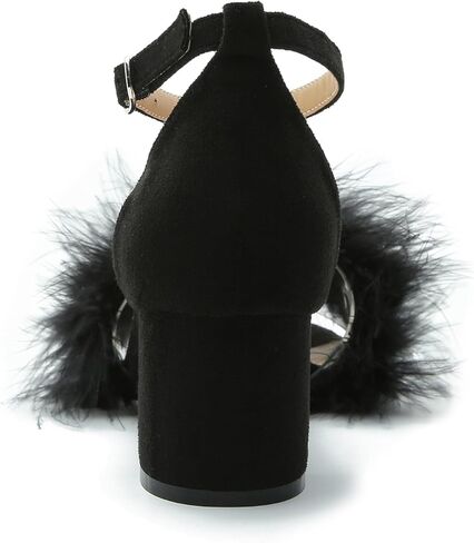 حذاء نسائي من Omthanka مفتوح عند الأصابع وكعب ريش وشريط للكاحل وكعب منخفض وكعب مكتنز صنادل للحفلات والحفلات بكعب غليظ in Kuwait