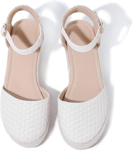 Women's Platform Wedge Sandals Braided Leather Closed-Toe With Ankle Strap Espadrille Fish Mouth Sandals Summer Outdoor Causal Slide Sandals in Saudi Arabia