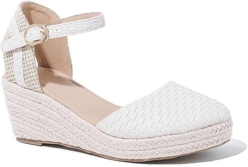 Women's Platform Wedge Sandals Braided Leather Closed-Toe With Ankle Strap Espadrille Fish Mouth Sandals Summer Outdoor Causal Slide Sandals in Saudi Arabia