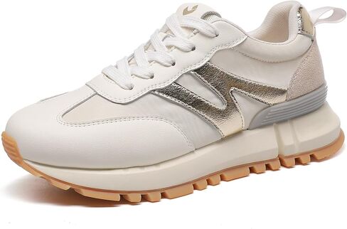 أحذية رياضية للنساء من الجلد الطبيعي من الجلد السويدي المرقعة غير قابلة للانزلاق، أحذية مشي كاجوال مريحة للجيم والتنس، أحذية رياضية نسائية على الموضة in Kuwait