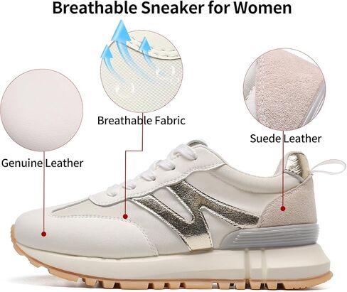 أحذية رياضية للنساء من الجلد الطبيعي من الجلد السويدي المرقعة غير قابلة للانزلاق، أحذية مشي كاجوال مريحة للجيم والتنس، أحذية رياضية نسائية على الموضة in Kuwait