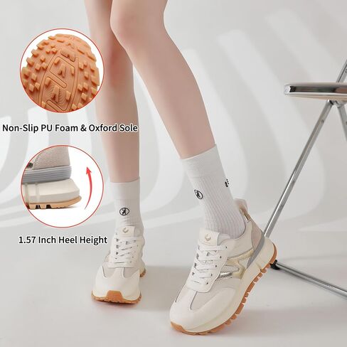 أحذية رياضية للنساء من الجلد الطبيعي من الجلد السويدي المرقعة غير قابلة للانزلاق، أحذية مشي كاجوال مريحة للجيم والتنس، أحذية رياضية نسائية على الموضة in Kuwait