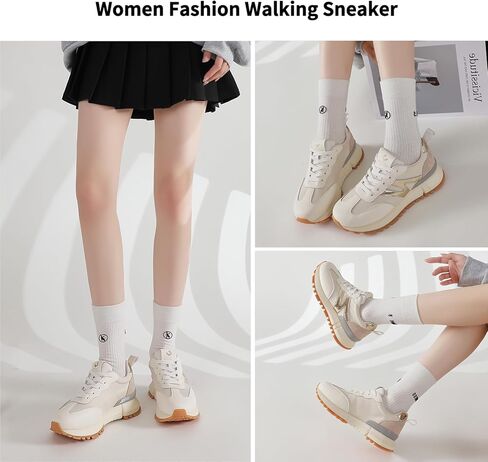 أحذية رياضية للنساء من الجلد الطبيعي من الجلد السويدي المرقعة غير قابلة للانزلاق، أحذية مشي كاجوال مريحة للجيم والتنس، أحذية رياضية نسائية على الموضة in Kuwait