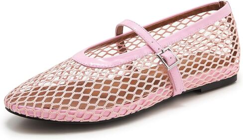 Mesh Ballet Flats for Women Fishnet Mary Jane Flat Shoe Buckle Strap Casual Office Ballerinas Shoes in Saudi Arabia