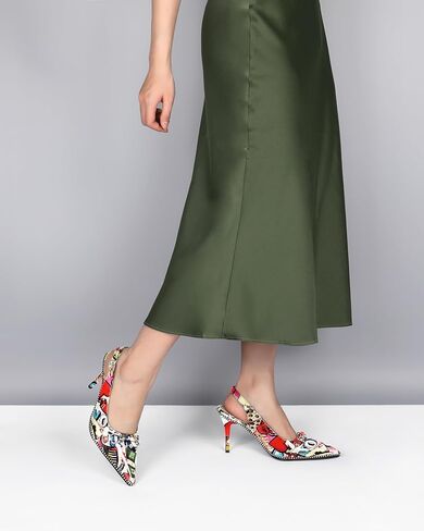 AUMOTED Women Beaded Pumps Slingback High Heel Stilettos Pointed Toe Shoes Slip On 3.5 Inch Ankle Strap Adjustable Patent Leather US Size 5-13 in Saudi Arabia