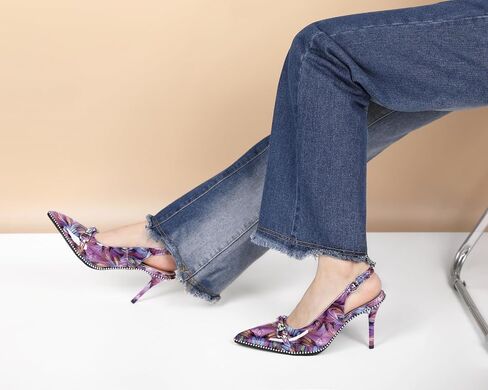 AUMOTED Women Beaded Pumps Slingback High Heel Stilettos Pointed Toe Shoes Slip On 3.5 Inch Ankle Strap Adjustable Patent Leather US Size 5-13 in Saudi Arabia