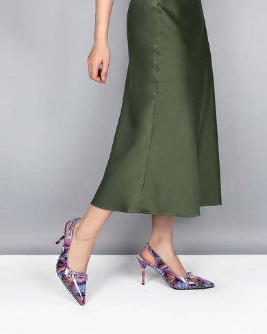 AUMOTED Women Beaded Pumps Slingback High Heel Stilettos Pointed Toe Shoes Slip On 3.5 Inch Ankle Strap Adjustable Patent Leather US Size 5-13 in Saudi Arabia