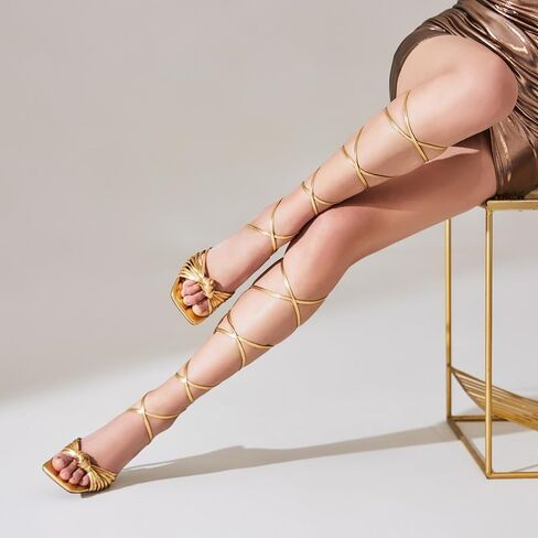 Women's Open Toe Lace up Strappy Heels in Saudi Arabia