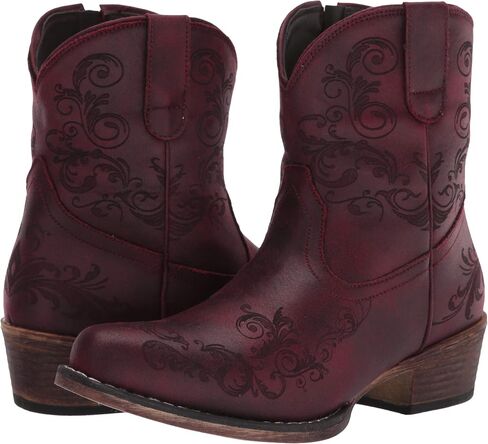 ROPER Womens Short Stuff Embossed Snip Toe Casual Boots Ankle Low Heel 1-2" - Brown in Saudi Arabia