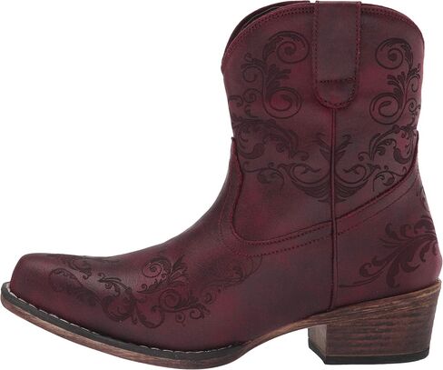 ROPER Womens Short Stuff Embossed Snip Toe Casual Boots Ankle Low Heel 1-2" - Brown in Saudi Arabia