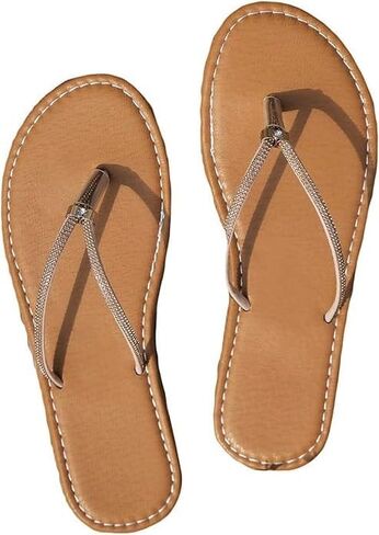 OYOANGLE Women's Rhinestone Decor Flip Flop Sandals Summer Casual Flat Thong Sandal in Saudi Arabia