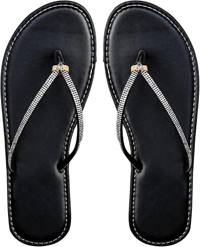 OYOANGLE Women's Rhinestone Decor Flip Flop Sandals Summer Casual Flat Thong Sandal in Saudi Arabia