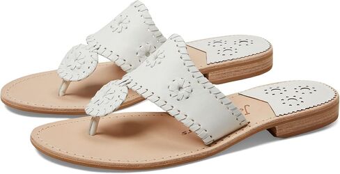 Jack Rogers Palm Beach Sandal for Women - Slip on Style, Leather Lining and Insole and Stacked Wooden Heel Wide in Saudi Arabia