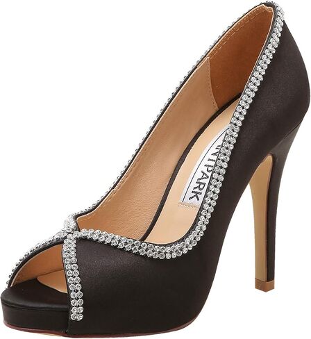ELEGANTPARK EP11083 Women Pumps Peep Toe Rhinestones Platform High Heel Satin Evening Wedding Dress Shoes in Saudi Arabia