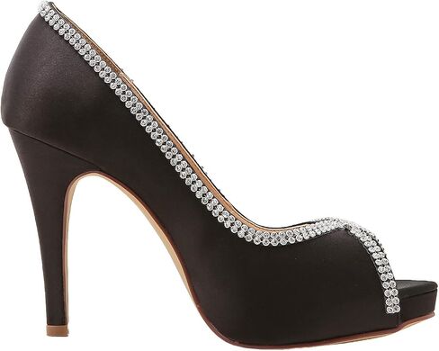 ELEGANTPARK EP11083 Women Pumps Peep Toe Rhinestones Platform High Heel Satin Evening Wedding Dress Shoes in Saudi Arabia