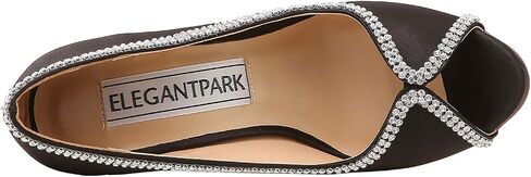 ELEGANTPARK EP11083 Women Pumps Peep Toe Rhinestones Platform High Heel Satin Evening Wedding Dress Shoes in Saudi Arabia