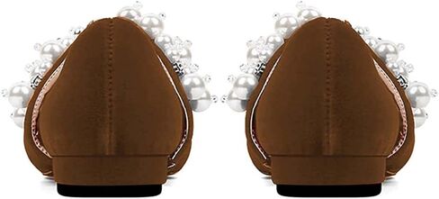 XYD Women's Pointed Toe Velvet Flats Pearl Strap Beaded Mary Janes Stylish Retro Party Dress Shoes in Saudi Arabia