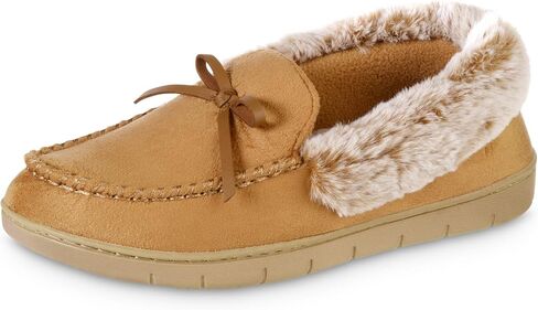 isotoner Women's Microsuede Moccasin Slippers Non-Slip, Indoor/Outdoor, Memory Foam, Machine Washable in Saudi Arabia