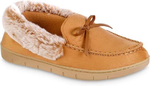 isotoner Women's Microsuede Moccasin Slippers Non-Slip, Indoor/Outdoor, Memory Foam, Machine Washable in Saudi Arabia