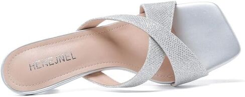 Womens Low Kitten Heel Mule Sandals Square Open Toe Cross Strap Slip on Slide Slippers Summer Wedding Evening Party Dress Shoes in Saudi Arabia