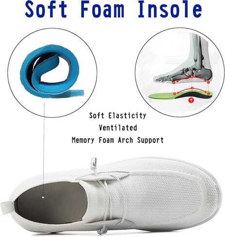 أحذية مشي نسائية بيضاء سهلة الارتداء، أحذية رياضية شبكية للتنفس، وسادة هوائية، دعم قوس القدم، أحذية رياضية للنساء والفتيات، أحذية خفيفة الوزن خفيفة الوزن مضادة للانزلاق، مقاس 8.5 in Kuwait