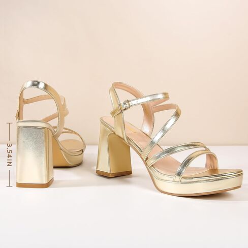 rsxses منصة حذاء بكعب مكتنز للنساء الكاحل حزام الكعوب الصنادل Strappy مع المفتوحة تو الزفاف حفلة موسيقية الزفاف النساء فستان أحذية in Kuwait